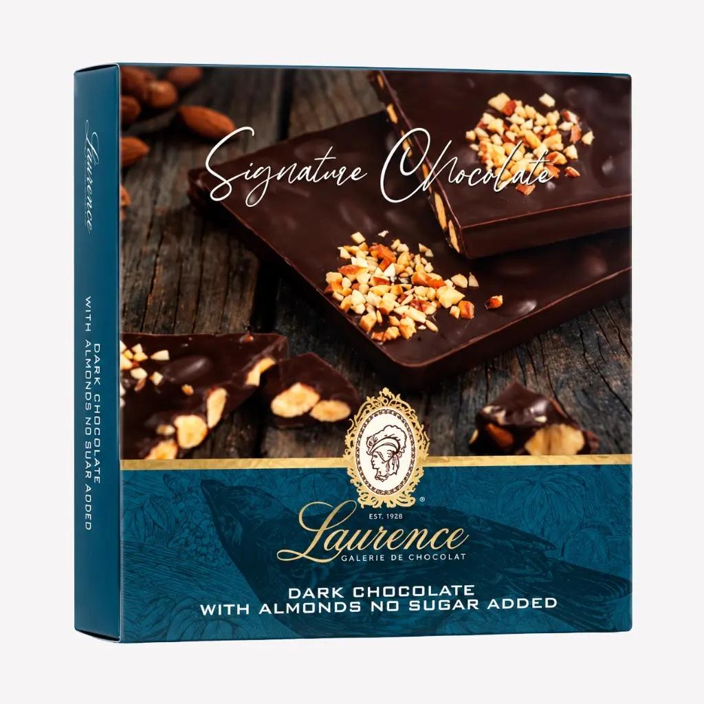 Laurence Ciocolata neagra cu migdale fara zahar adaugat Signature, Laurence 85gr | Webcoffee