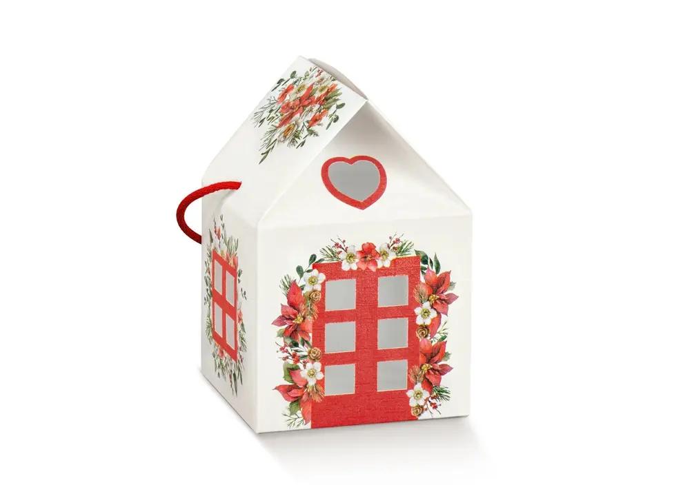 Global Mirex Cutie cadou cu mânere textile White House 12x12x11, tip căsuță