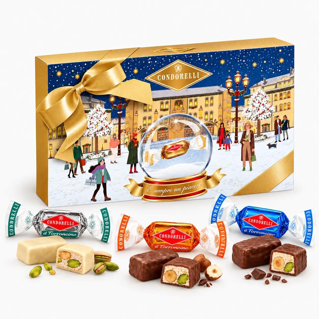 Condorelli Bomboane Torroncini Gift Box Winter Ball 300g, cutie cadou