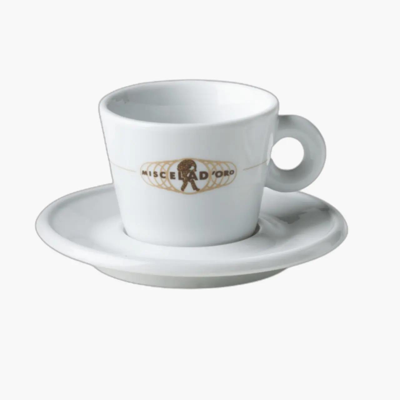 Miscela d'Oro Set 6 căni mici cu farfurioară pentru cappuccino