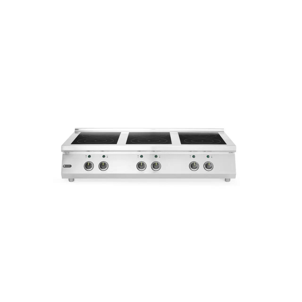 Hendi Plită cu inducție, 6 arzătoare, HENDI, 3x3.5 kW hobs & 3x5 kW hobs, 400V/25500W, 1200x700x(H)311mm | Webcoffee