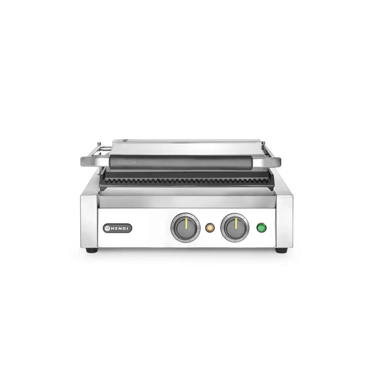 Hendi Contact grill Panini, HENDI, Argintiu, 220-240V/2200W, 430x375x(H)216mm, Rectangular - Echipamente HoReCa Profesionale | Webcoffee