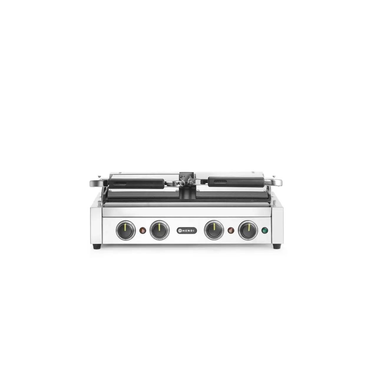 Hendi Contact grill, dublu cu temporizator, HENDI, Argintiu, 220-240V/3600W, 570x375x(H)216mm, Rectangular - Echipamente HoReCa Profesionale | Webcoffee