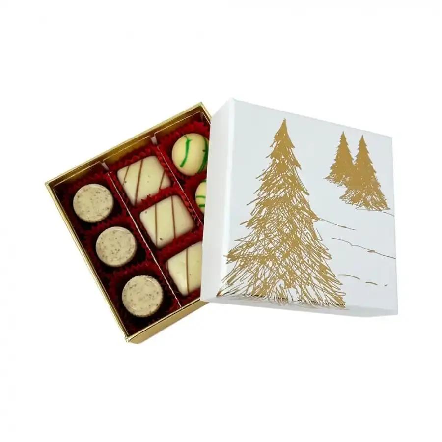 TeaForte Cutie cu 9 praline belgiene Valentino Glow Forest, cutie de ciocolată
