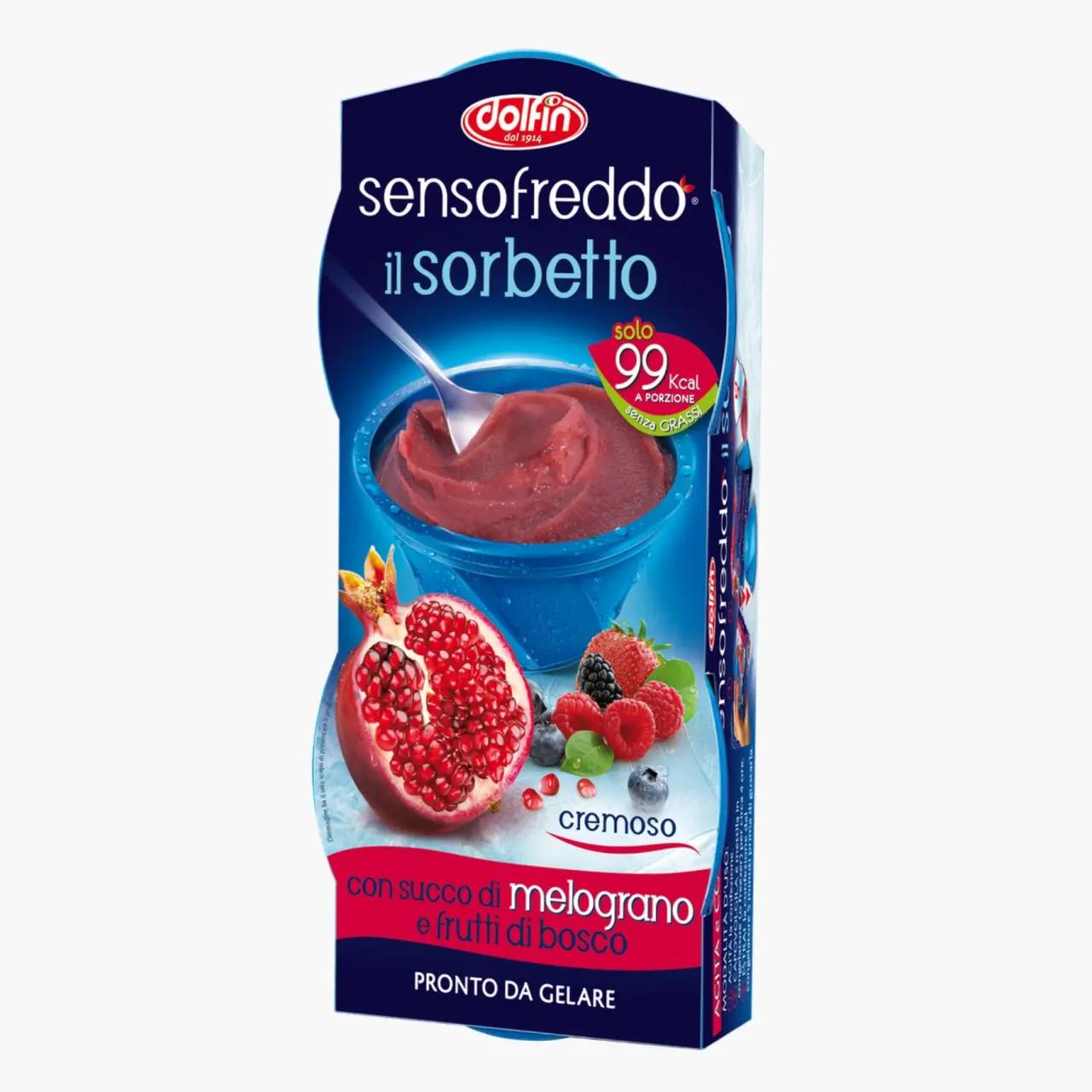 Dolfin Sorbetto Sensofreddo de fructe de padure si rodie, fara gluten, Dolfin 2x100ml | Webcoffee