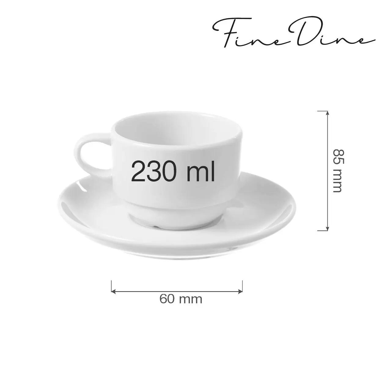 Hendi Ceasca cu farfuriuta Bianco 230 ml portelan alb, , Fine Dine - Espressoare și Rășnițe de Cafea Profesionale | Webcoffee