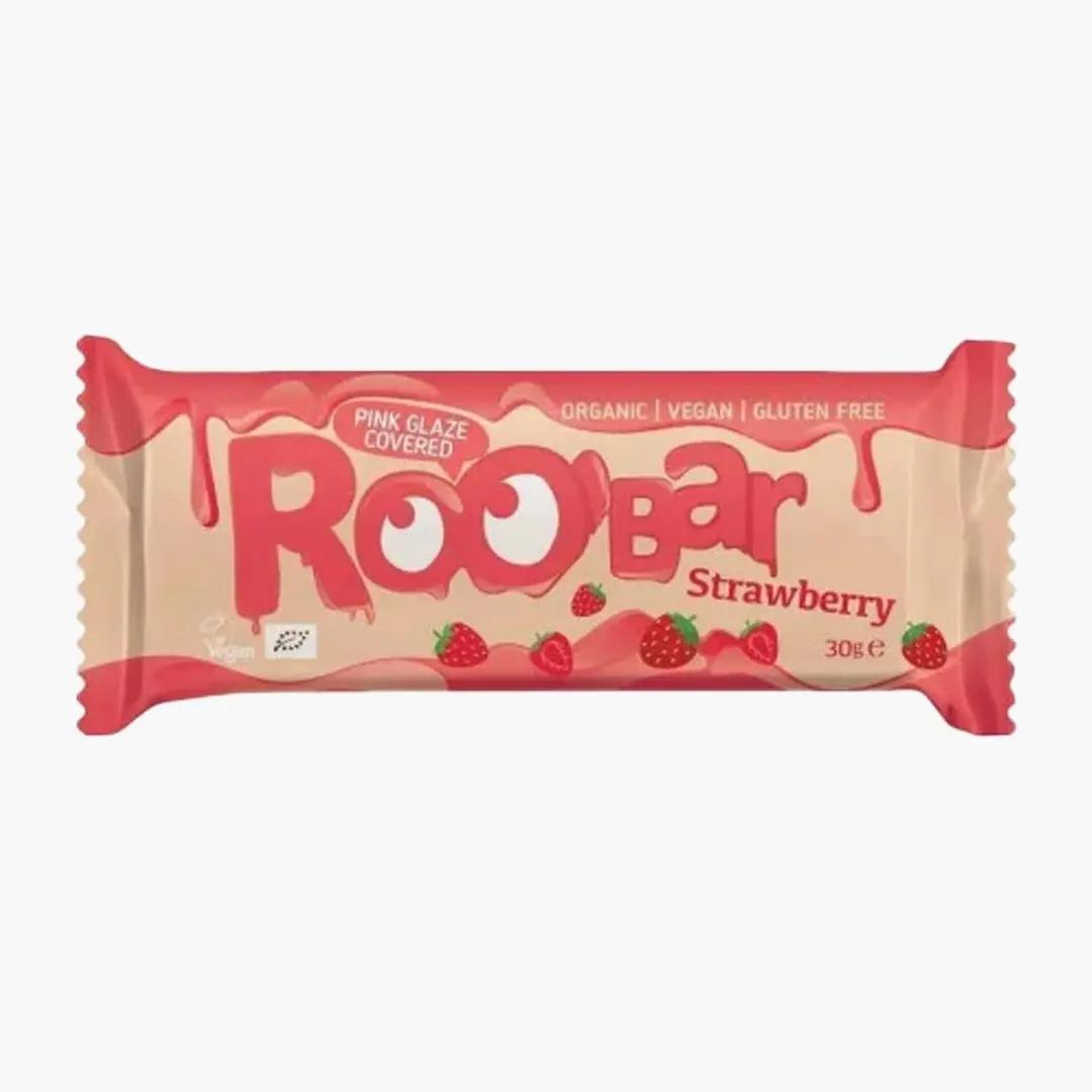 Global Mirex Baton vegan BIO cu capsuni si caju fara soia si gluten, Roobar 30G | Webcoffee