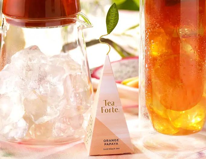 TeaForte Ceai rece negru Tea Over Ice Orange Papaya în piramide din mătase, vedere 3
