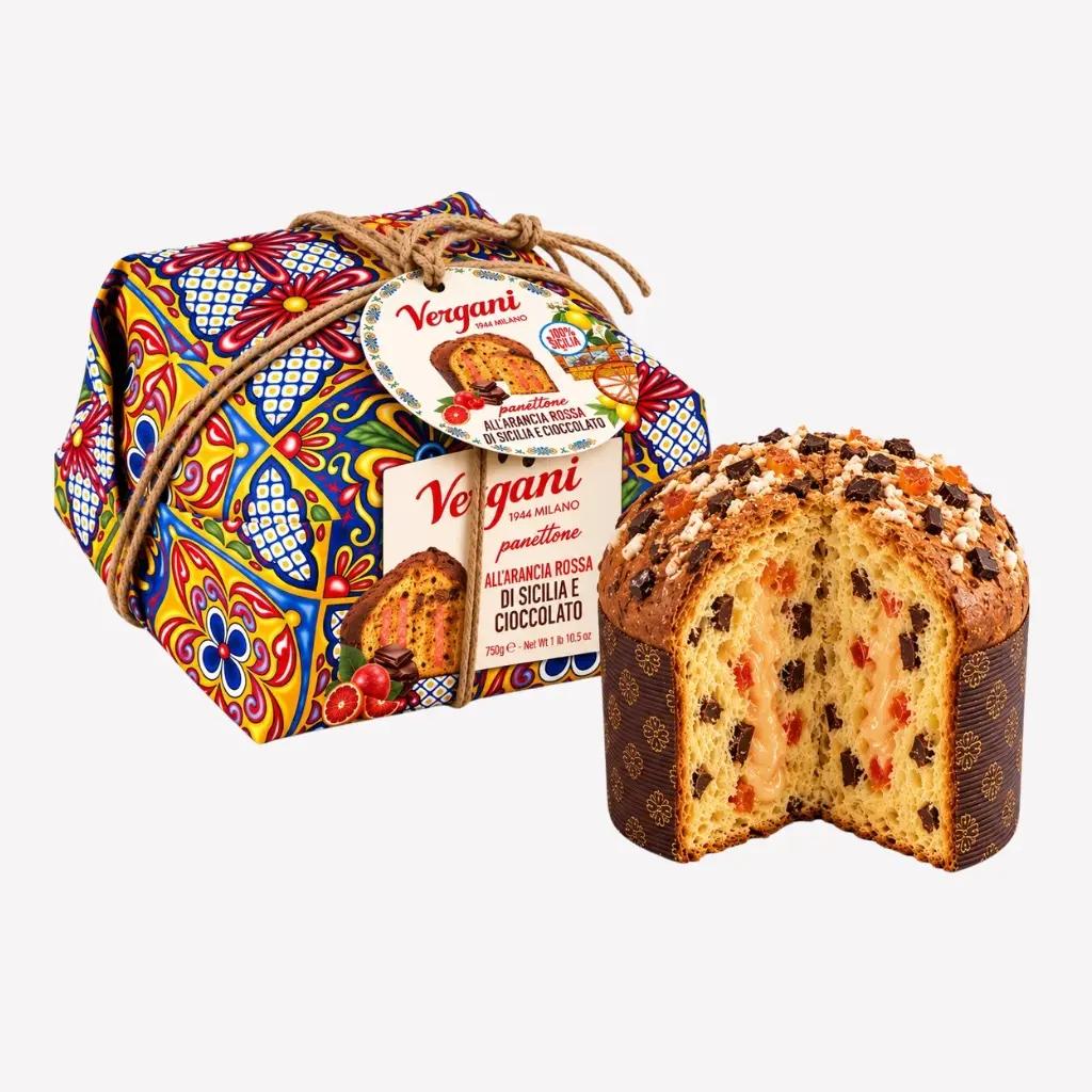 Vergani Panettone cu cremă de ciocolată și portocale roșii, desert italian de 750 g