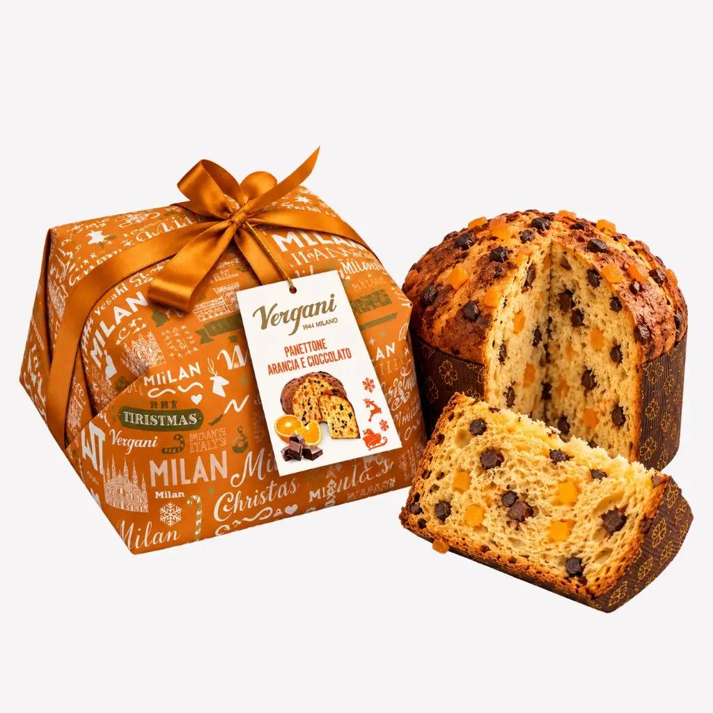 Vergani Panettone cu cremă de portocale și ciocolată, desert italian de 750 g