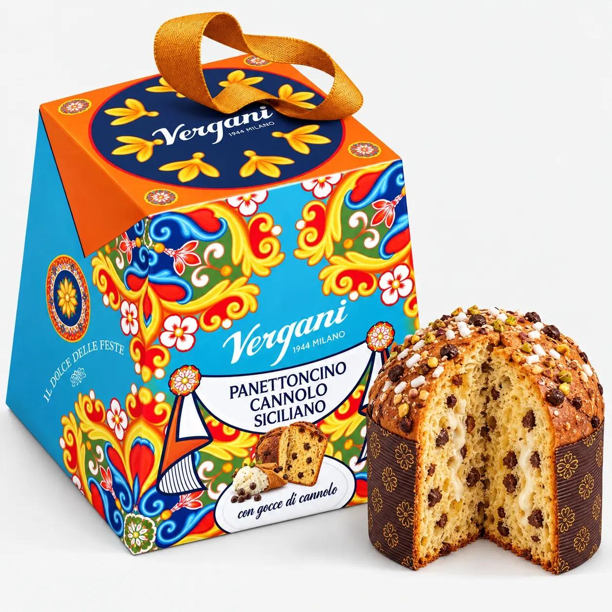 Vergani Mini Panettone cu aromă de cannolo de Sicilia, desert italian de 100 g