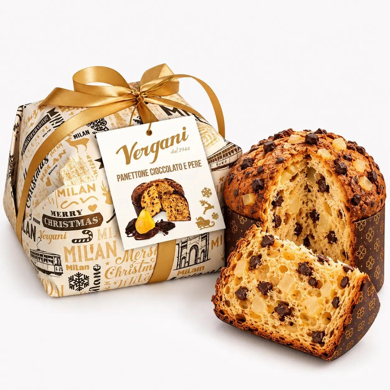 Vergani Panettone cu cremă de pere și ciocolată 750 g, desert italian