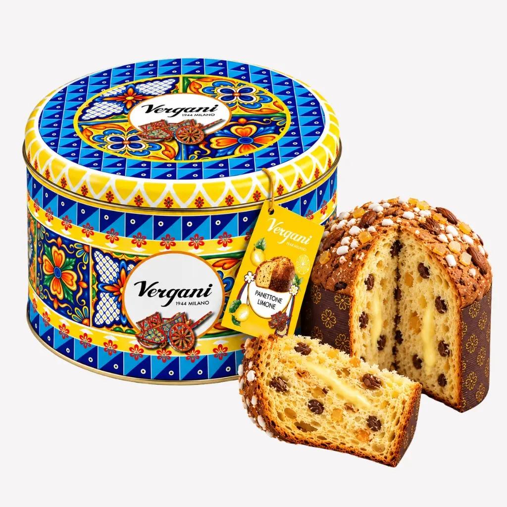 Vergani Panettone Sicily Trip Limoncello, desert italian de 750 g în cutie metalică