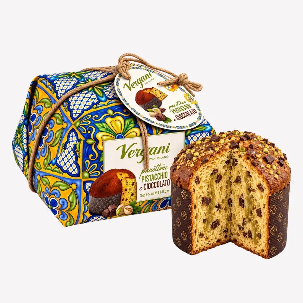 Vergani Panettone cu cremă de ciocolată și fistic, desert italian de 750 g