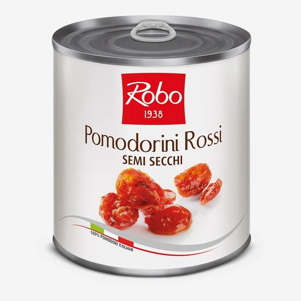 Robo Rosii cherry rosii semi-uscate in ulei de floarea soarelui Pomodorini Rossi Robo 750g | Webcoffee