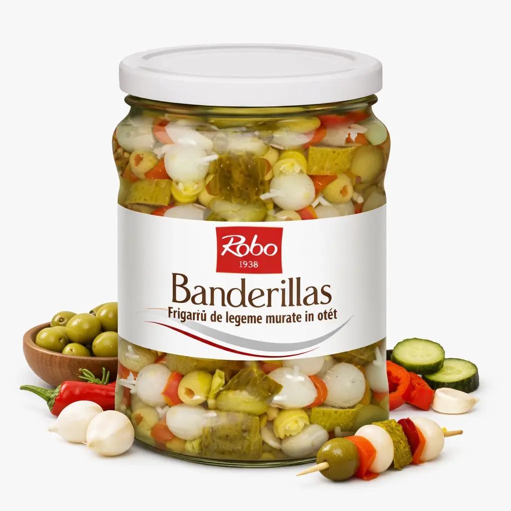 Robo Frigărui de legume murate Banderillas în oțet, produs la borcan de 1,8 kg
