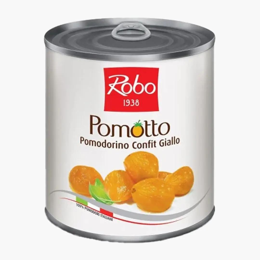Robo Rosii cherry galbene semi-uscate, decojite si confiate in ulei de floarea soarelui Pomotto Giallo Robo 770g | Webcoffee