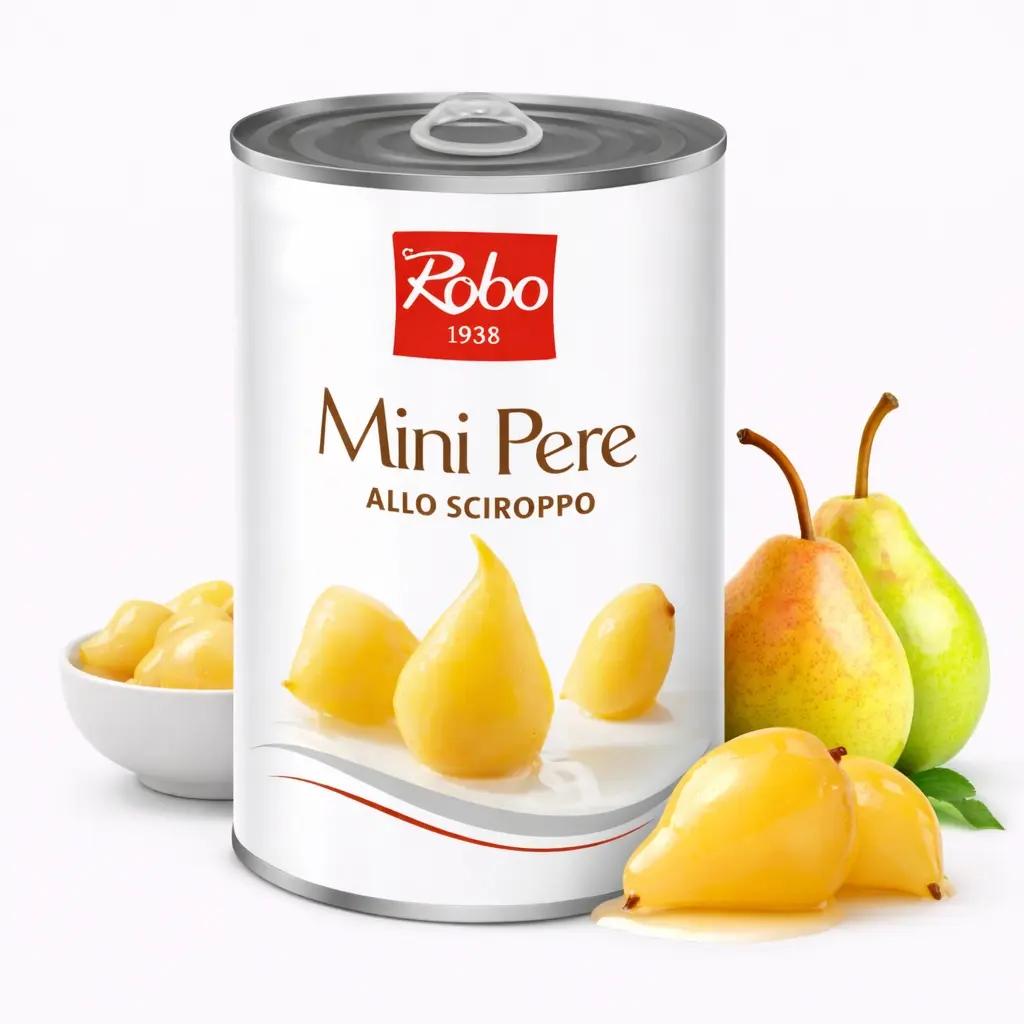 Robo Mini pere în sirop 420 g, conservă de fructe pentru deserturi